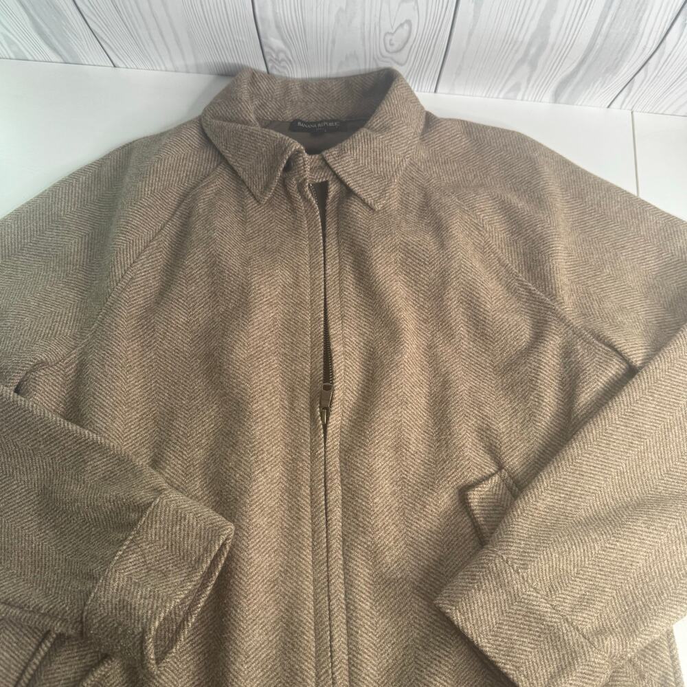 Banana Republic Men's Melton Tan Blend Bomber Jacket Regular Size Med